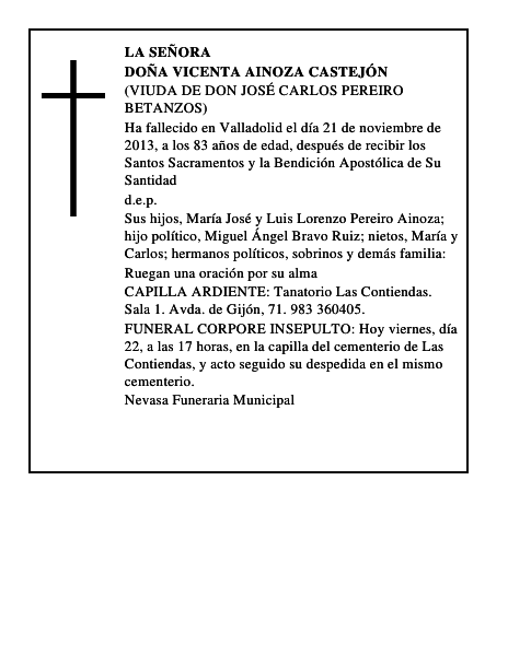 Doña Vicenta Ainoza Castejón