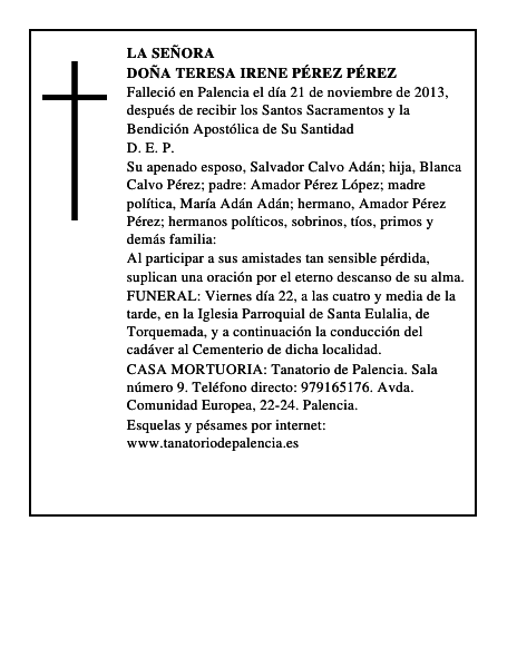 Doña Teresa Irene Pérez Pérez