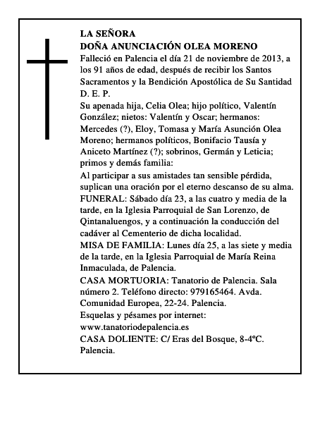 Doña Anunciación Olea Moreno
