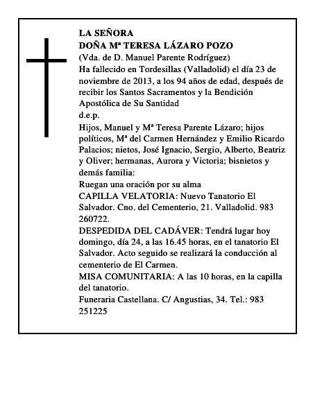 Doña Mª Teresa Lázaro Pozo