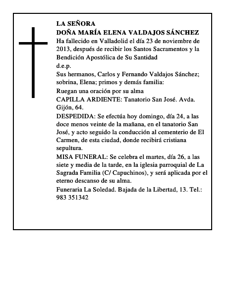 Doña María Elena Valdajos Sánchez