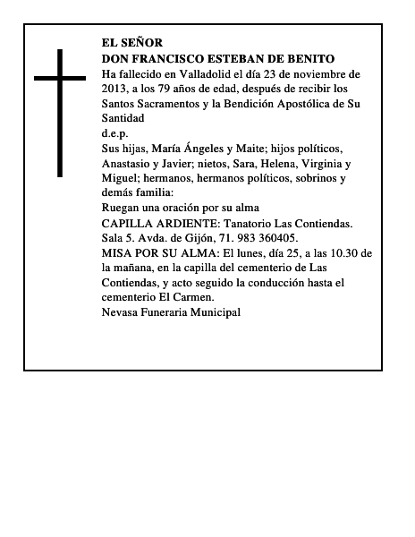 Don Francisco Esteban de Benito