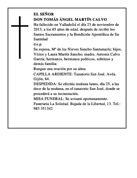 Don Tomás Ángel Martín Calvo