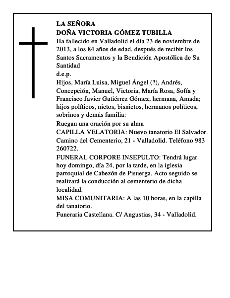 Doña Victoria Gómez Tubilla