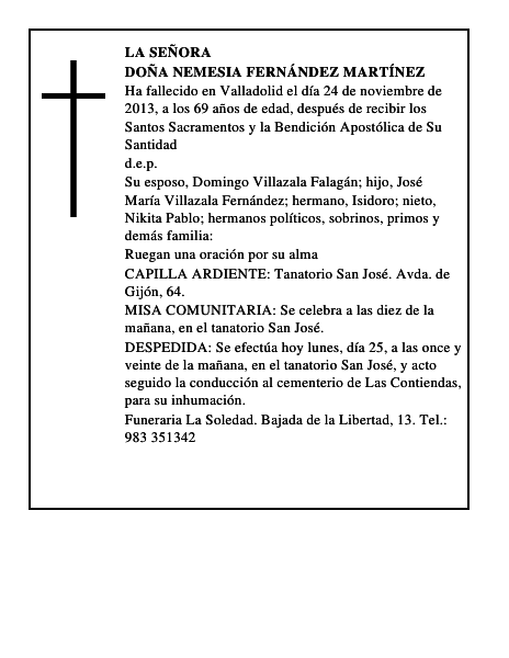 Doña Nemesia Fernández Martínez