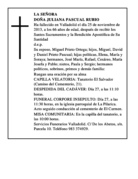 Doña Juliana Pascual Rubio