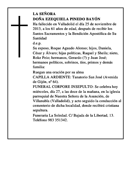 Doña Ezequiela Pinedo Bayón