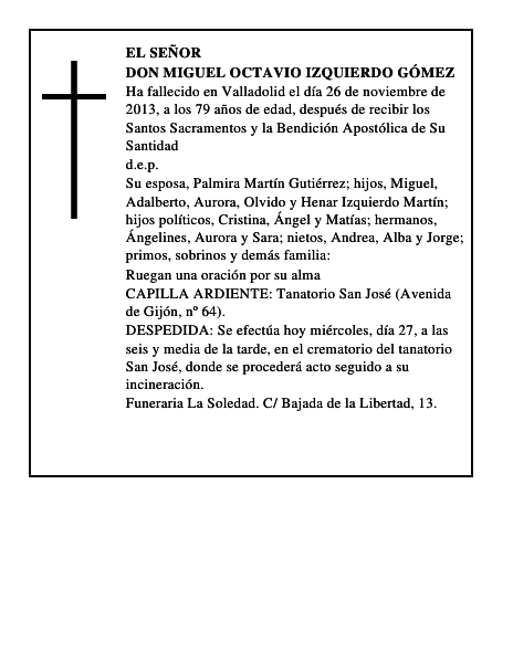 Don Miguel Octavio Izquierdo Gómez