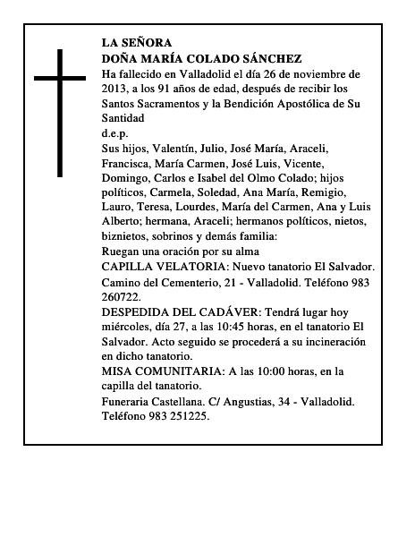 Doña María Colado Sánchez