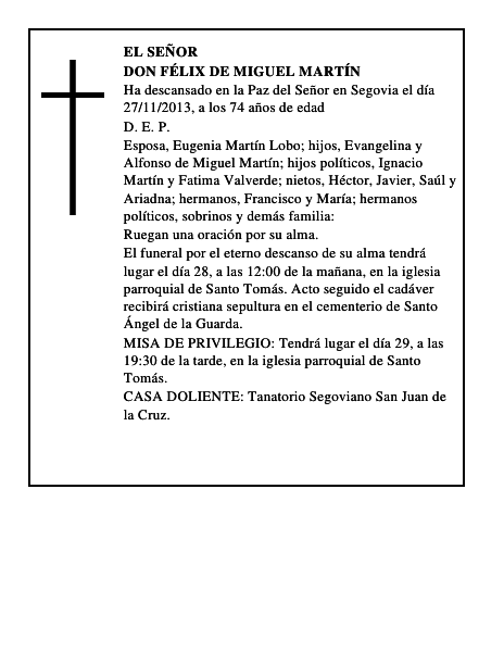Don Félix de Miguel Martín