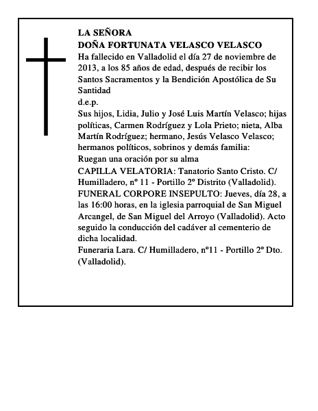 Doña Fortunata Velasco Velasco