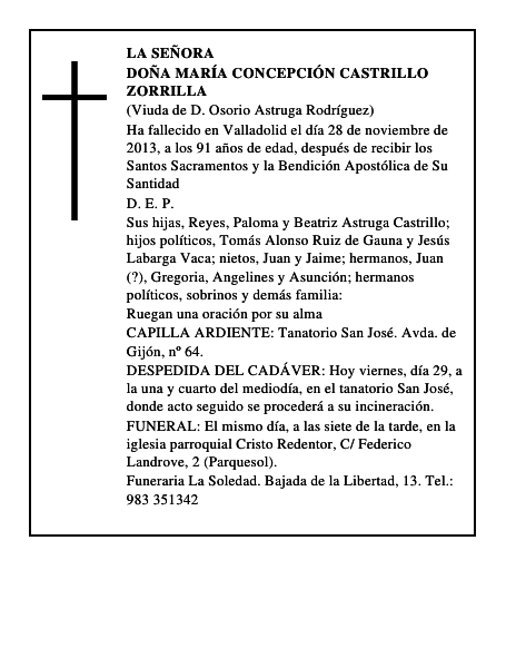 Doña María Concepción Castrillo Zorrilla