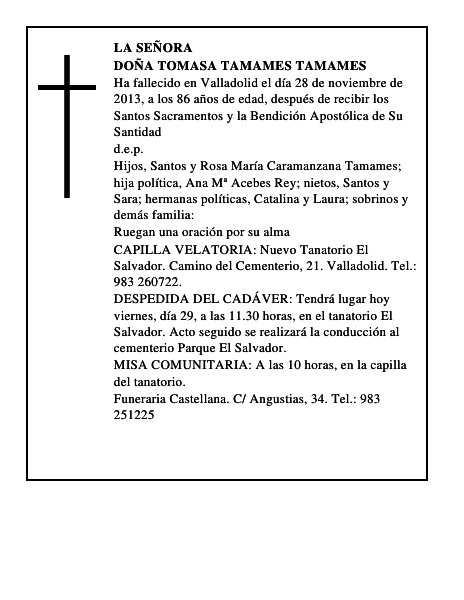 Doña Tomasa Tamames Tamames