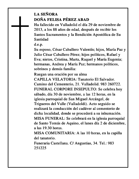 Doña Felisa Pérez Abad