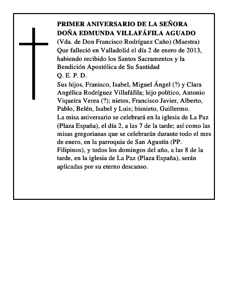 Doña Edmunda Villafáfila Aguado