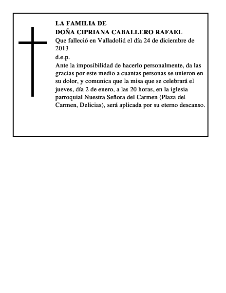 Doña Cipriana Caballero Rafael