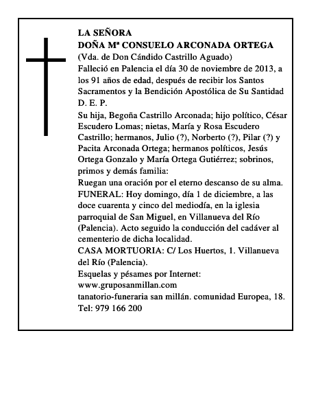 Doña Mª Consuelo Arconada Ortega