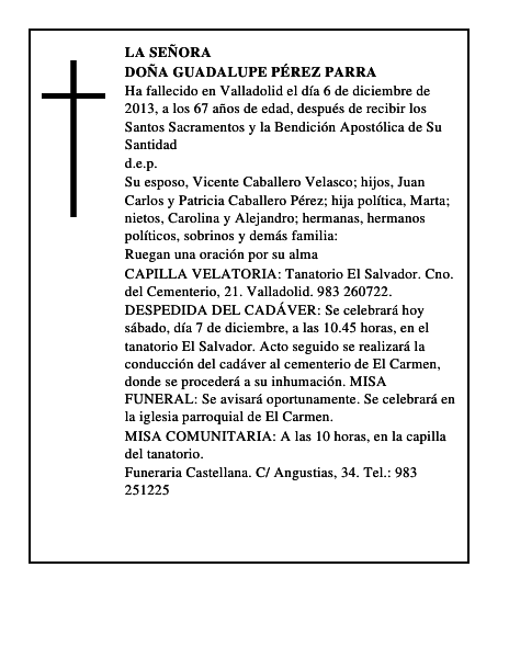 Doña Guadalupe Pérez Parra