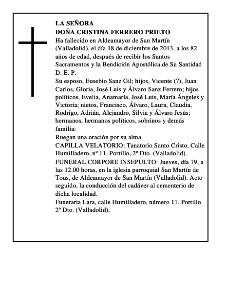 Doña Cristina Ferrero Prieto