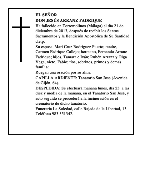 Don Jesús Arranz Fadrique