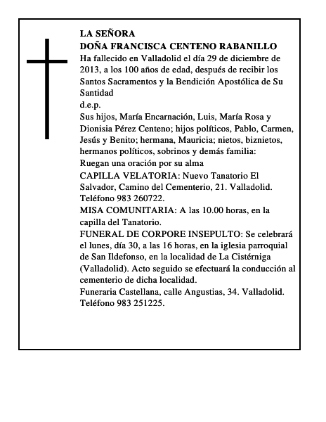Doña Francisca Centeno Rabanillo