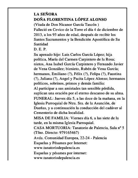 Doña Florentina López Alonso