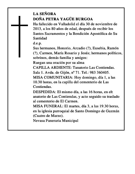 Doña Petra Yagüe Burgoa