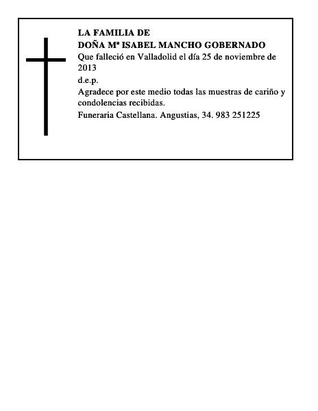 Doña Mª Isabel Mancho Gobernado