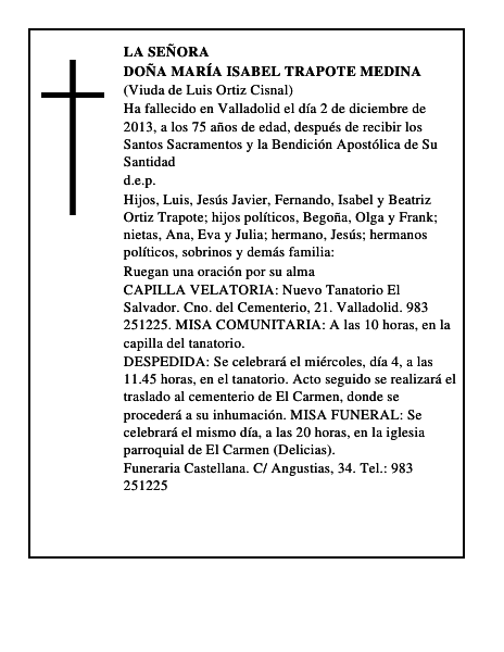 Doña María Isabel Trapote Medina