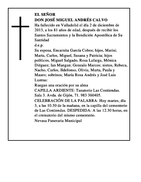 Don José Miguel Andrés Calvo