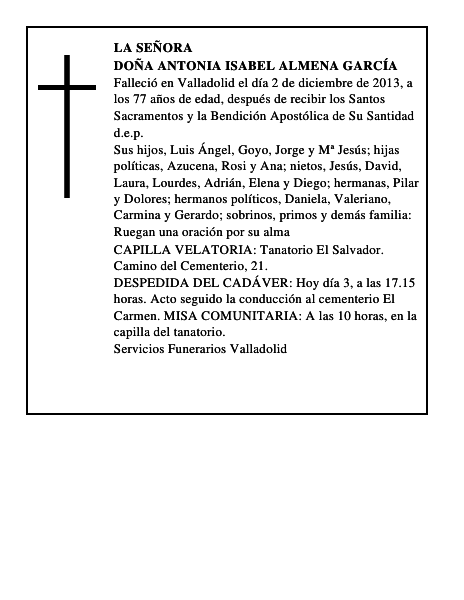 Doña Antonia Isabel Almena García
