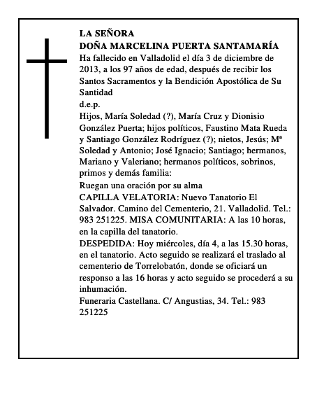 Doña Marcelina Puerta Santamaría