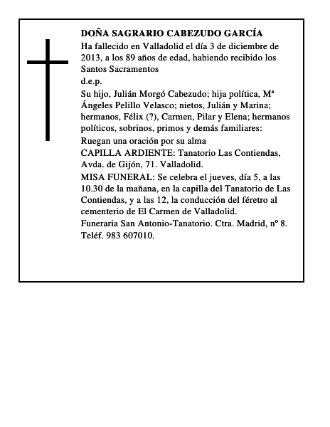 Doña Sagrario Cabezudo García