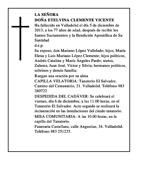 Doña Etelvina Clemente Vicente