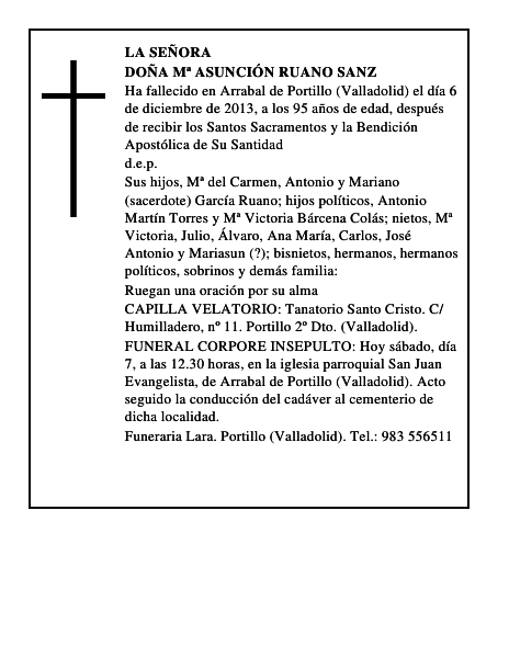 Doña Mª Asunción Ruano Sanz