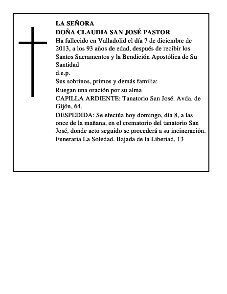 Doña Claudia San José Pastor