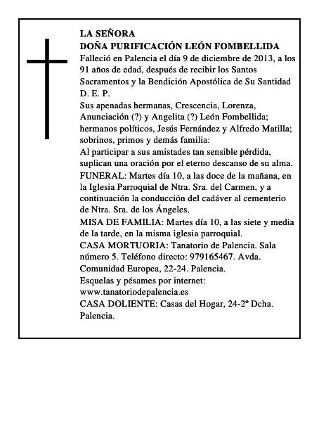 Doña Purificación León Fombellida