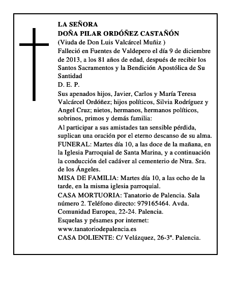 Doña Pilar Ordóñez Castañón