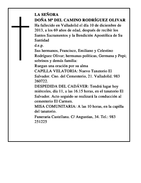 Doña Mª del Camino Rodríguez Olivar