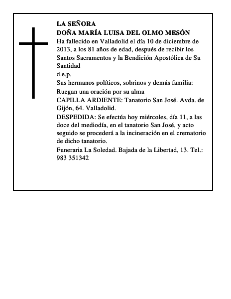 Doña María Luisa del Olmo Mesón