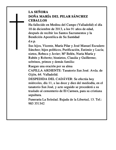 Doña María del Pilar Sánchez Ceballos
