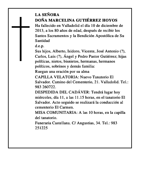 Doña Marcelina Gutiérrez Hoyos