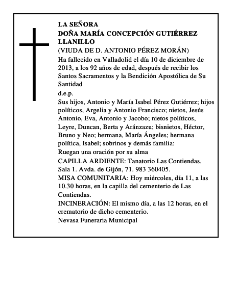 Doña María Concepción Gutiérrez Llanillo