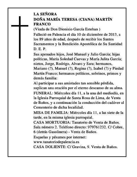 Doña María Teresa (CIANA) Martín Franco