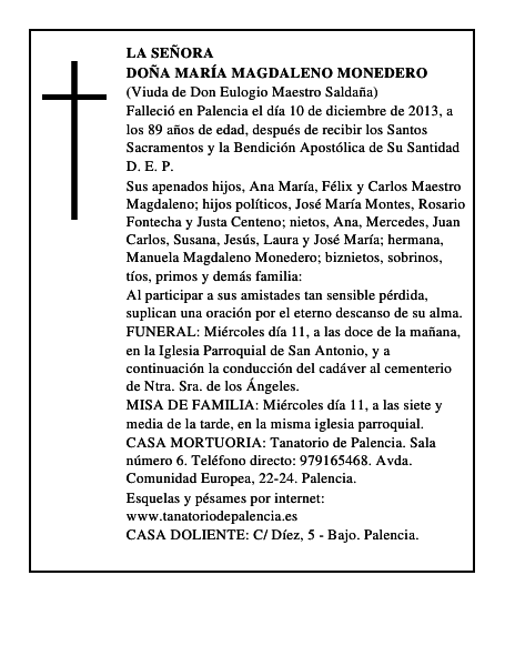Doña María Magdaleno Monedero