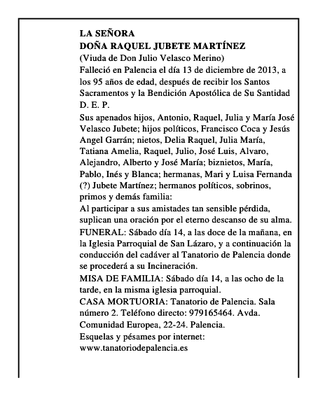 Doña Raquel Jubete Martínez