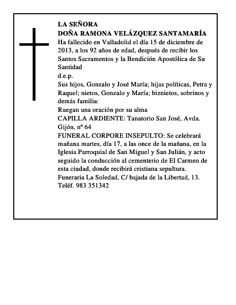 Doña Ramona Velázquez Santamaría