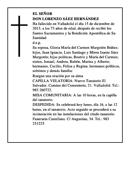 Don Lorenzo Sáez Hernández