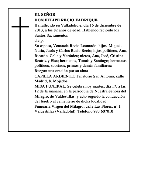 Don Felipe Recio Fadrique