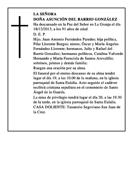 Doña Asunción del Barrio González